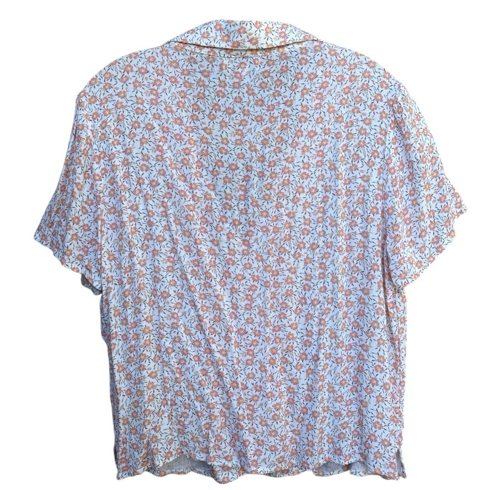 Bloomfield pink peach floral boxy cropped short sleeve button down top size XL - Picture 2 of 6